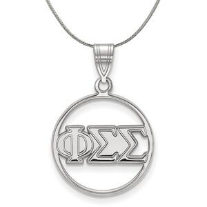 Sterling Silver Phi Sigma Sigma Medium Circle Greek Necklace - 24 Inch